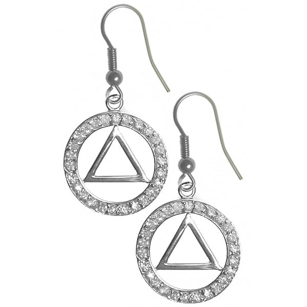 ASE10.  AA Symbol in a Circle of 26 CZ's. Sterling Silver. - Premium Jewelry from 12 Step Gold by Jonathan Friedman - Just $50! Shop now at Choices Books & Gifts