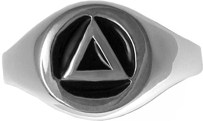 ASR01.  AA Black Enamel Ring. Sterling Silver. - Premium Jewelry from 12 Step Gold by Jonathan Friedman - Just $49.95! Shop now at Choices Books & Gifts