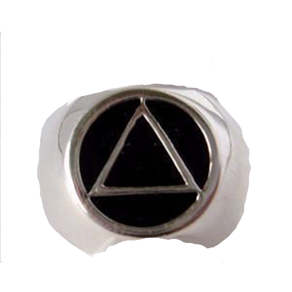ASR02.  AA Black Enamel Ring. Sterling Silver. - Premium Jewelry from 12 Step Gold by Jonathan Friedman - Just $49.95! Shop now at Choices Books & Gifts
