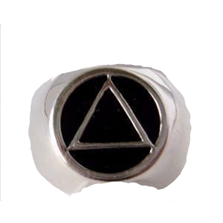 ASR02.  AA Black Enamel Ring. Sterling Silver. - Premium Jewelry from 12 Step Gold by Jonathan Friedman - Just $49.95! Shop now at Choices Books & Gifts