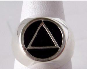 ASR02.  AA Black Enamel Ring. Sterling Silver. - Premium Jewelry from 12 Step Gold by Jonathan Friedman - Just $49.95! Shop now at Choices Books & Gifts