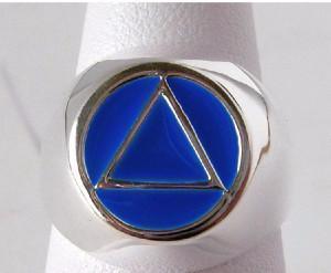 ASR03.  AA Blue Enamel Ring. Sterling Silver. - Premium Jewelry from 12 Step Gold by Jonathan Friedman - Just $49.95! Shop now at Choices Books & Gifts