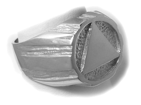 ASR05.  AA Symbol Wide Signet Ring. Sterling Silver. - Premium Jewelry from 12 Step Gold by Jonathan Friedman - Just $80! Shop now at Choices Books & Gifts