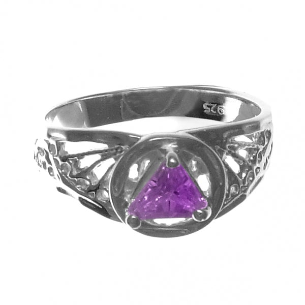 ASR06. AA Triangle in Amethyst Color. Sterling Silver. - Premium Jewelry from 12 Step Gold by Jonathan Friedman - Just $30! Shop now at Choices Books & Gifts