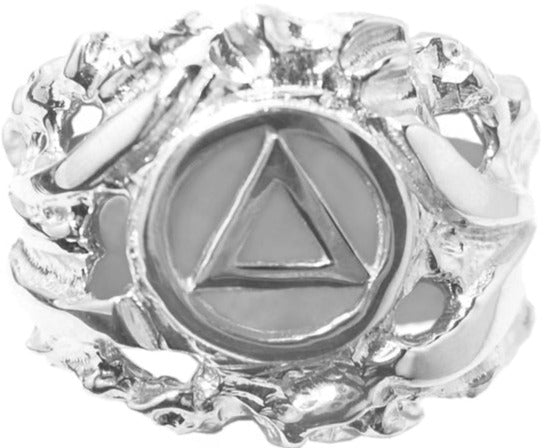 ASR10.  AA Symbol in a Wide Nugget Style. Sterling Silver. - Premium Jewelry from 12 Step Gold by Jonathan Friedman - Just $60! Shop now at Choices Books & Gifts