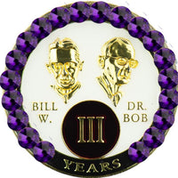 B07. Bill & Bob White Coin w Purple Crystals (1-55)