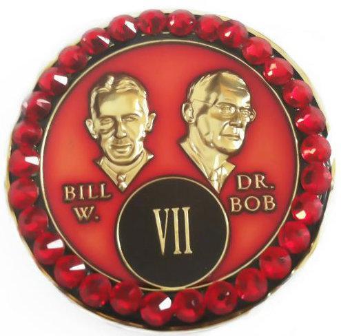 #B08. Bill & Bob Red Coin w Red Crystals (1-55) - Premium Medallions from Choices - Just $21.95! Shop now at Choices Books & Gifts