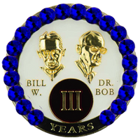 B09. Bill & Bob Medallion, White w Blue Crystals (1-55)