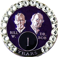 B14. Bill & Bob Medallion, Purple w WH Crystals (1-55)