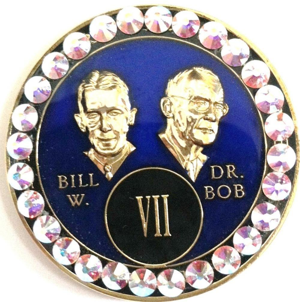 #B16. Bill & Bob Blue Medallion w AB Crystals (1-55) - Premium Medallions from Choices - Just $21.95! Shop now at Choices Books & Gifts