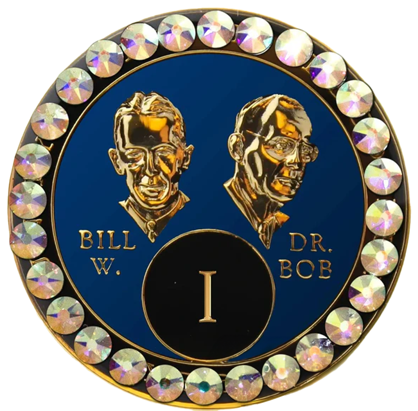#B16. Bill & Bob Blue Coin w Aurora Borealis Crystals (1-55)