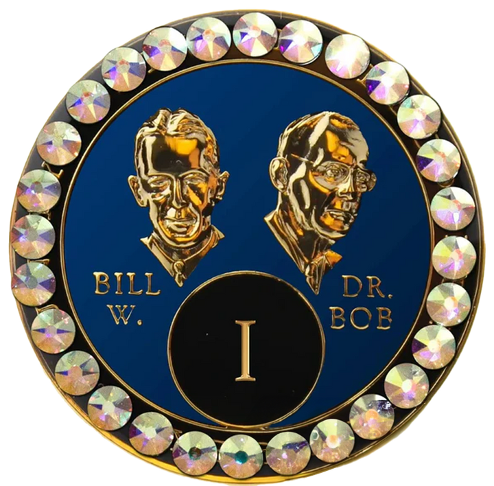 #B16. Bill & Bob Blue Coin w Aurora Borealis Crystals (1-55)