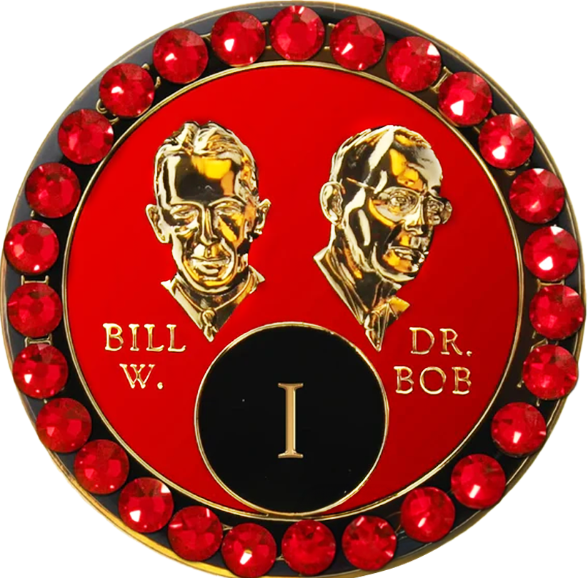 Bill & Bob Red Coin with Red Crystals - Recovery Medallion from Choices Books & Gifts