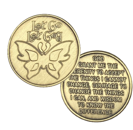 Butterfly, Let Go Let God Bronze AA Coin - Recovery Medallion from Choices Books & Gifts