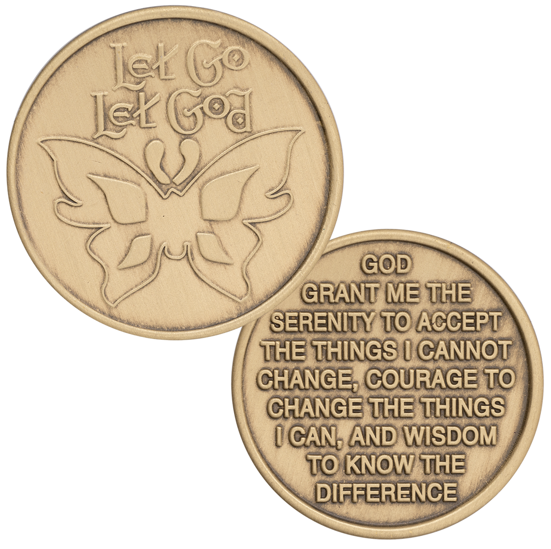 Butterfly, Let Go Let God Bronze AA Coin - Recovery Medallion from Choices Books & Gifts