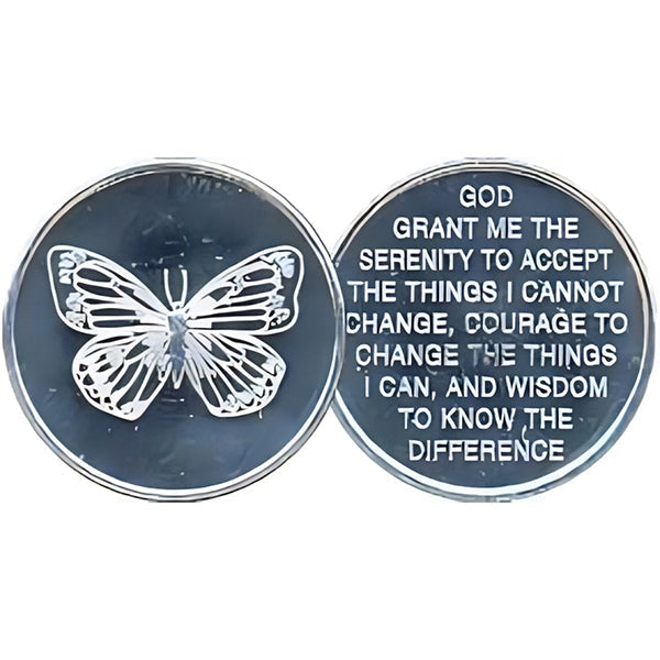 Butterfly with Serenity Prayer Aluminum Coin - Recovery Medallion from Choices Books & Gifts