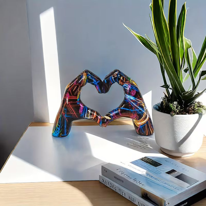 Colorful Love Hand Sculpture – 5" Modern Gesture Statue