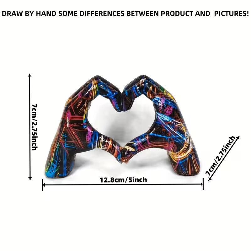 Colorful Love Hand Sculpture – 5" Modern Gesture Statue