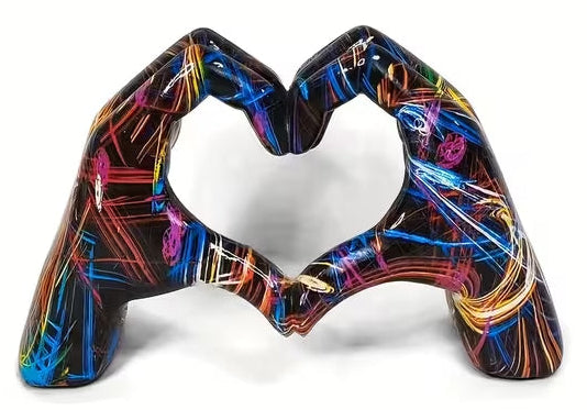 Colorful Love Hand Sculpture – 5" Modern Gesture Statue