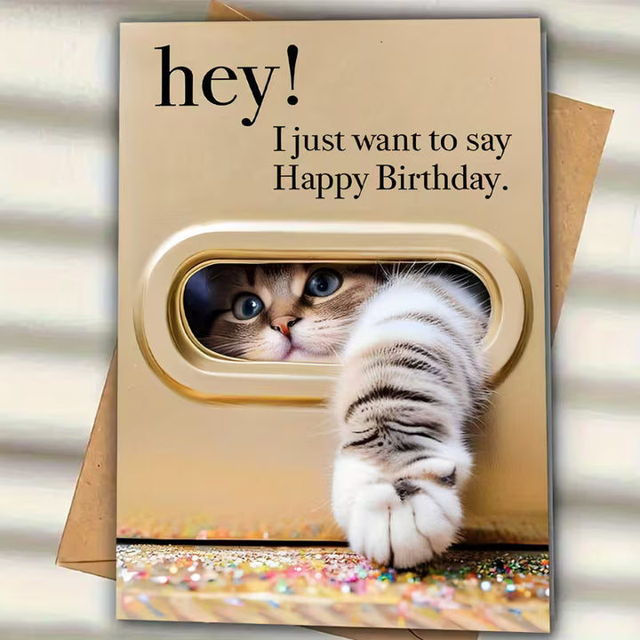 Cute Cat Birthday Greeting Card with Envelope