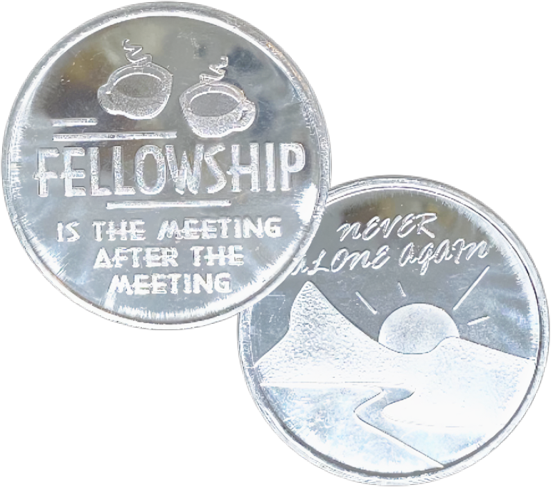 Fellowship is a Meeting, Aluminum Coin. #C141 - Recovery Medallion from Choices Books & Gifts
