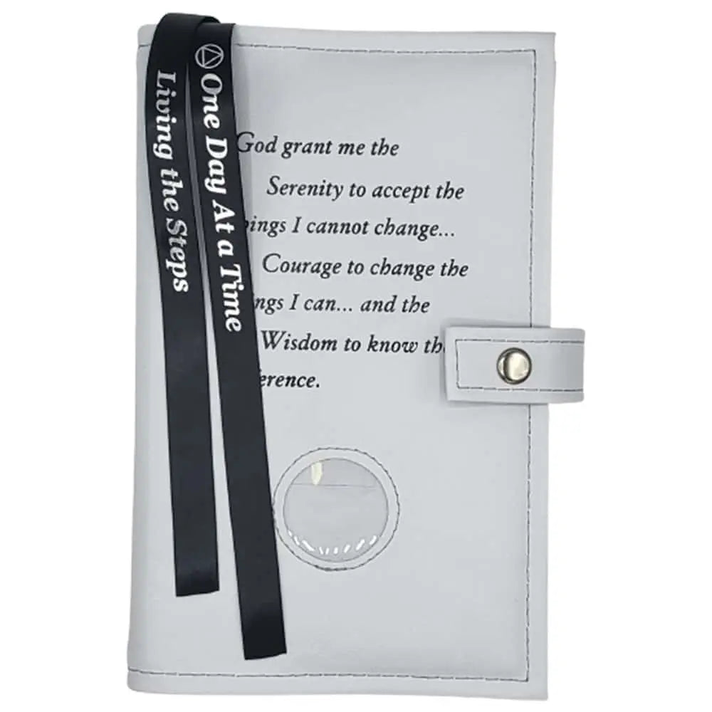 G005. AA DOUBLE Book Cover, Hardcovers.  Serenity Prayer w Coin. 10 Colors.