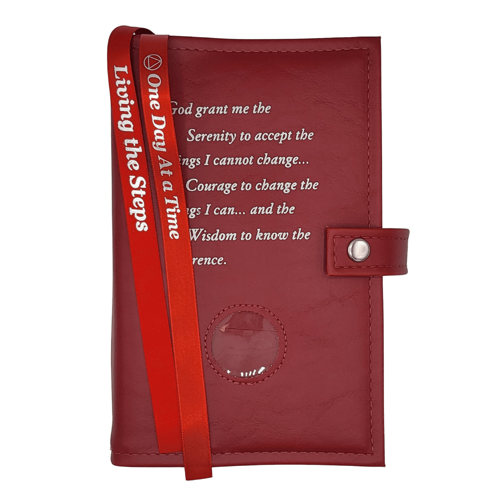 G005. AA DOUBLE Book Cover, Hardcovers.  Serenity Prayer w Coin. 10 Colors.
