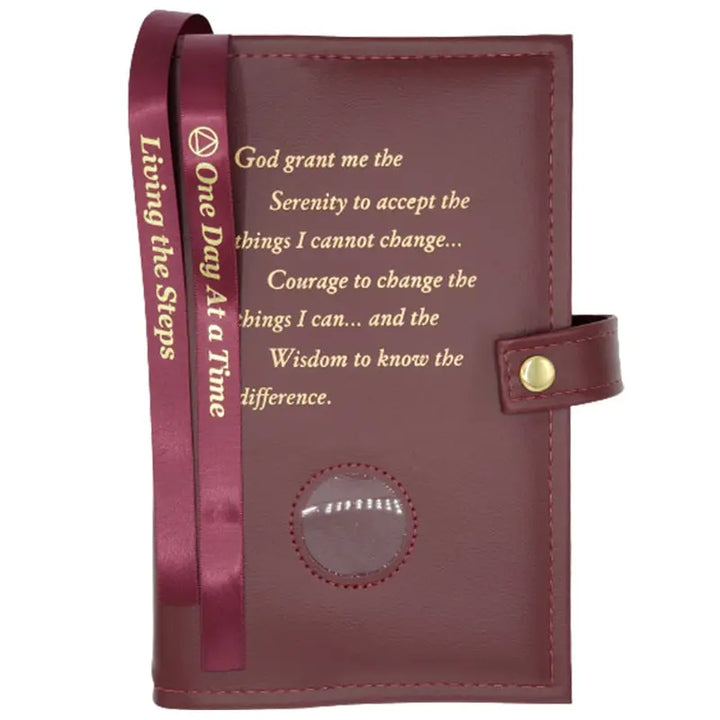 G005. AA DOUBLE Book Cover, Hardcovers.  Serenity Prayer w Coin. 10 Colors.
