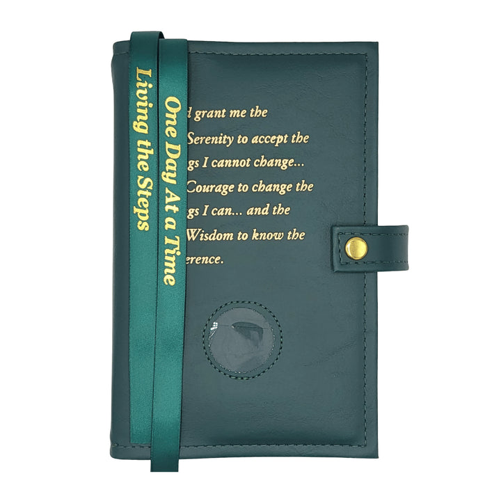 G005. AA DOUBLE Book Cover, Hardcovers.  Serenity Prayer w Coin. 10 Colors.