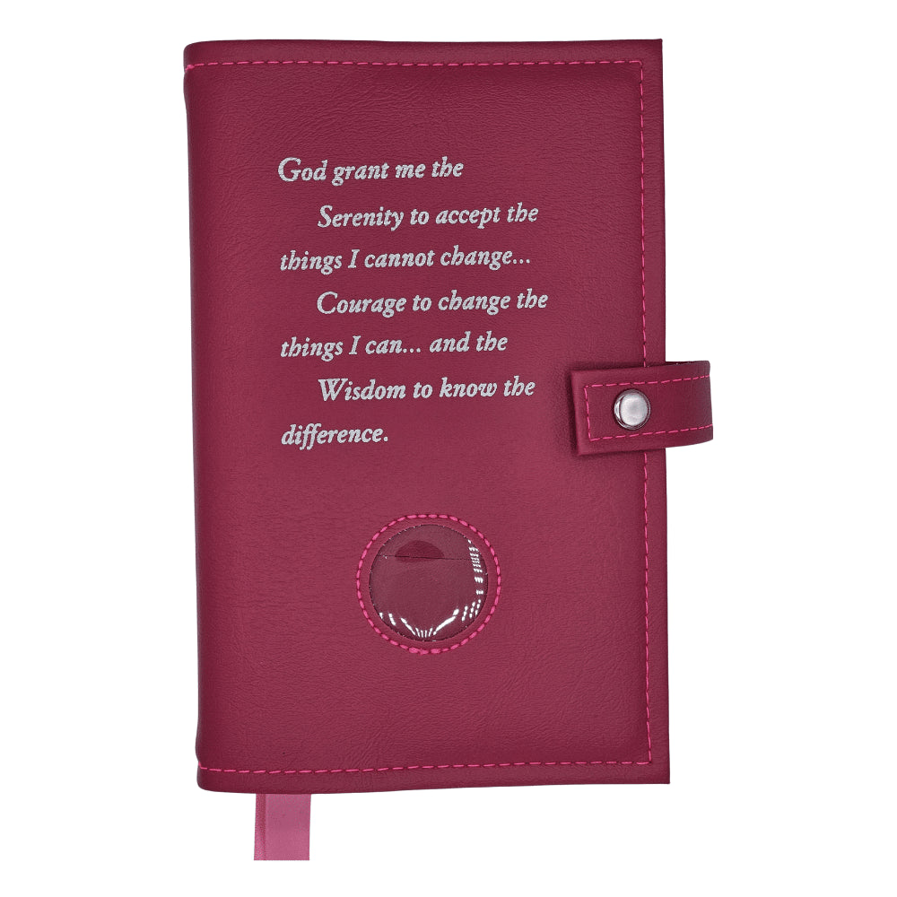 G005. AA Double Book Cover for Hardcovers. Style:  Serenity Prayer w Coin.  Available in 10 Colors.