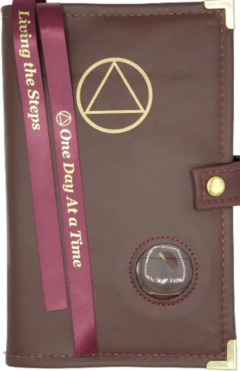G006. AA DOUBLE Book Cover, Real LEATHER, AA Hardcovers.  AA Symbol. 2 Colors.
