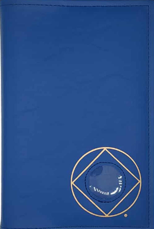 G006. NA Single Book Cover for Hardcover. Style: Serenity Prayer or NA Symbol w Coin Holder.  Available in 10 Colors.