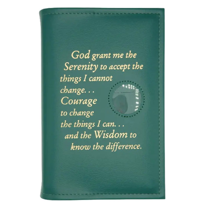 G006. NA Single Book Cover for Hardcover. Style: Serenity Prayer or NA Symbol w Coin Holder.  Available in 10 Colors.