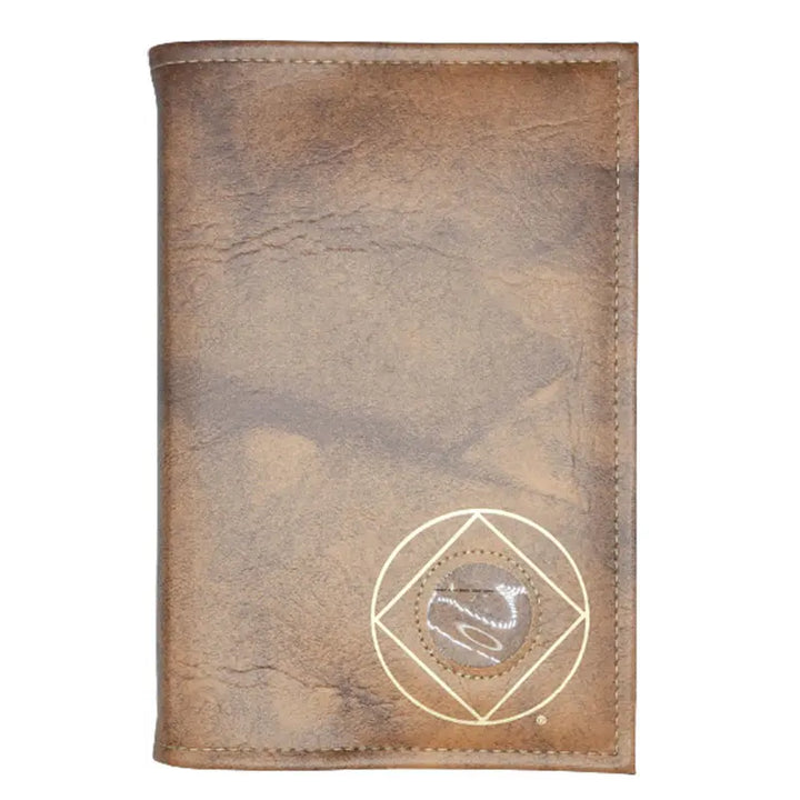 G006. NA Single Book Cover for Hardcover. Style: Serenity Prayer or NA Symbol w Coin Holder.  Available in 10 Colors.