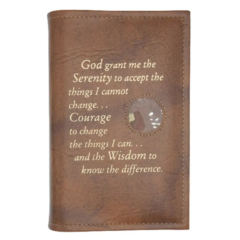 G006. NA Single Book Cover for Hardcover. Style: Serenity Prayer or NA Symbol w Coin Holder.  Available in 10 Colors.