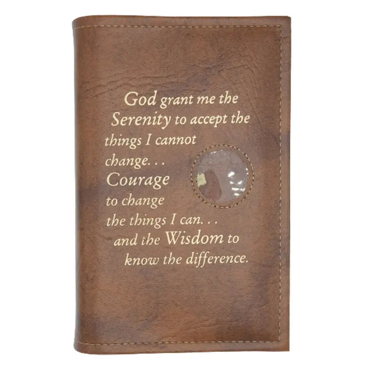 G006. NA Single Book Cover for Hardcover. Style: Serenity Prayer or NA Symbol w Coin Holder.  Available in 10 Colors.