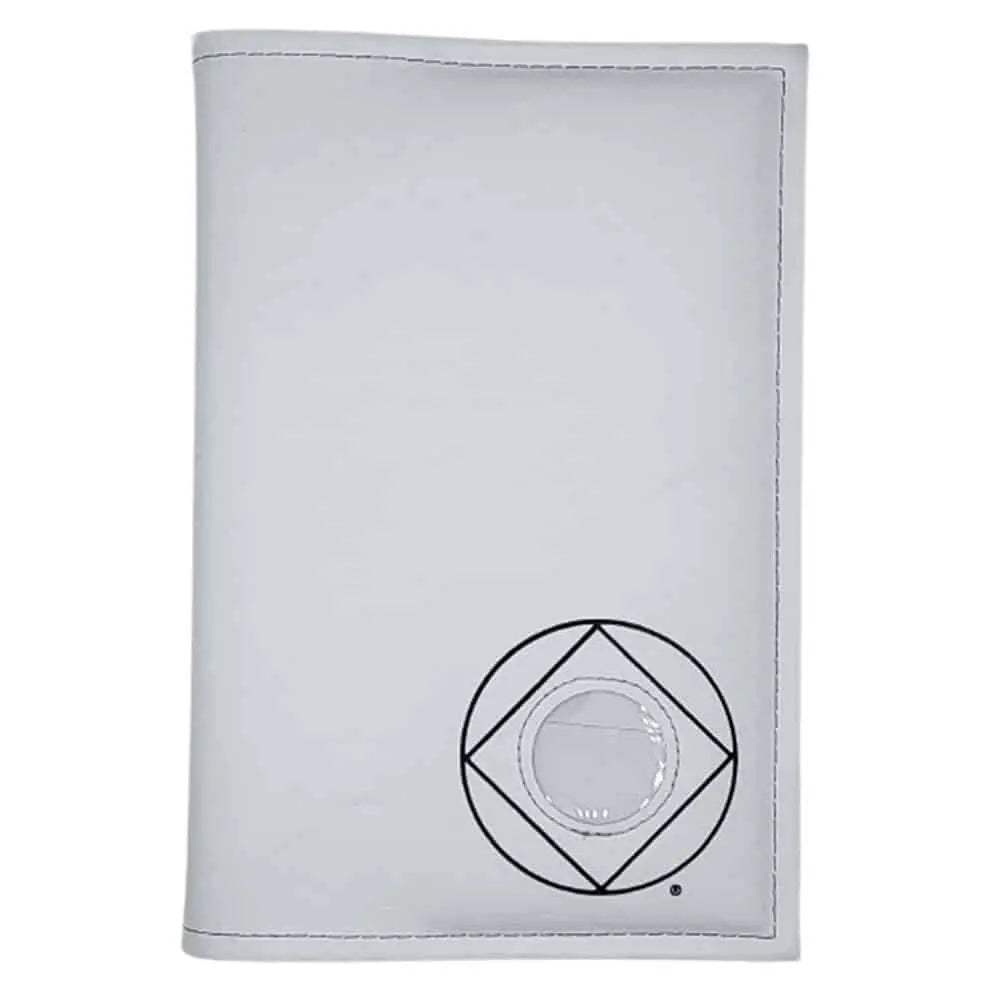 G006. NA Single Book Cover for Hardcover. Style: Serenity Prayer or NA Symbol w Coin Holder.  Available in 10 Colors.