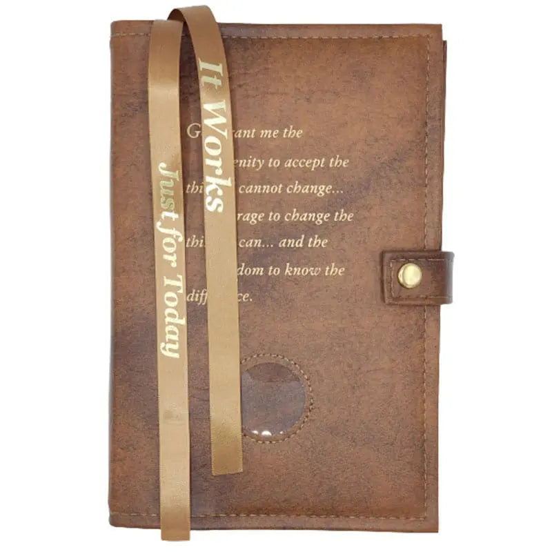G008. NA Double Book Cover for Hardcover.  Style: Serenity Prayer w Coin Holder.  Available in 10 Colors.