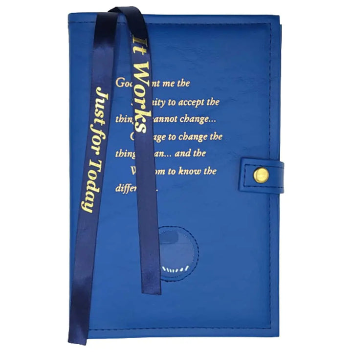 G008. NA Double Book Cover for Hardcover.  Style: Serenity Prayer w Coin Holder.  Available in 10 Colors.