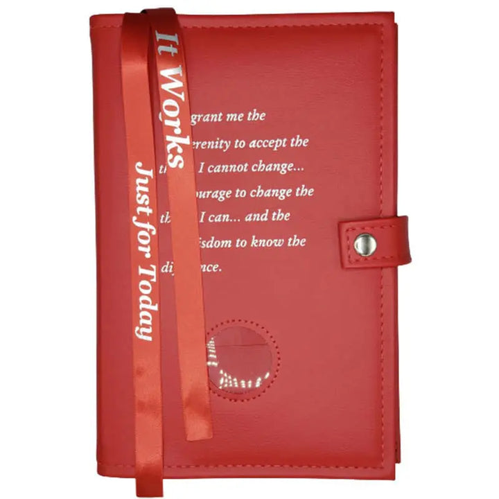 G008. NA Double Book Cover for Hardcover.  Style: Serenity Prayer w Coin Holder.  Available in 10 Colors.
