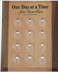 G015. 12 Medallion Holder,  One Day At a Time - Personalized - Premium Gifts from Wooden U recover - Just $59.95! Shop now at Choices Books & Gifts