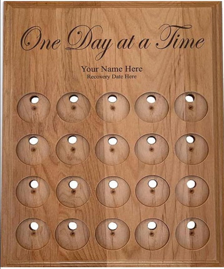 G016. 20 Medallion Holder, One Day At A Time - Personalized - Choices Books & Gifts