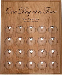 G016. 20 Medallion Holder, One Day At A Time - Personalized - Premium Gifts from Wooden U recover - Just $84.95! Shop now at Choices Books & Gifts