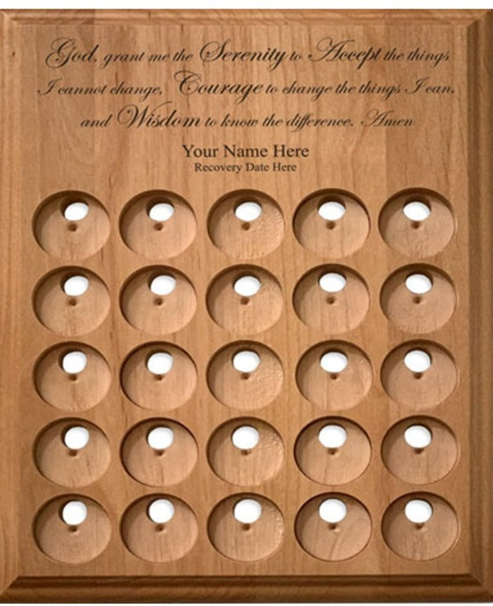 G019. 25 Medallion Holder, Serenity Prayer - Personalized - Choices Books & Gifts