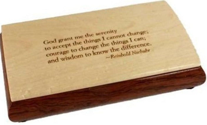 G022. God Box: Wood Two Tone w Serenity Prayer. - Choices Books & Gifts