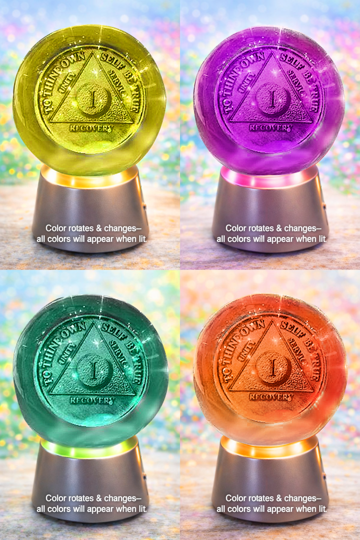 AA YEARLY Crystal Coin Sphere Medallions: NEW. AA Years 1 -70. (Custom Made - takes 14 days for delivery.) - Choices Books & Gifts