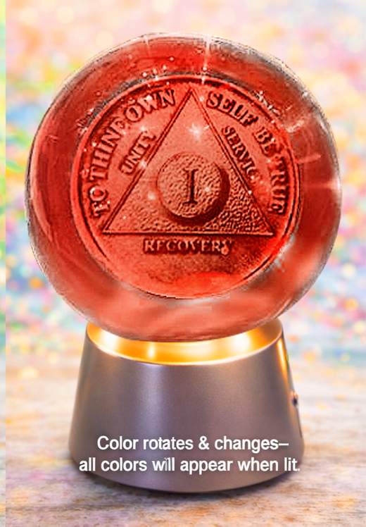 G026. AA YEARLY Crystal Coin Sphere Medallions: NEW. AA Years 1 -70. (Custom Made - takes 14 days for delivery.)