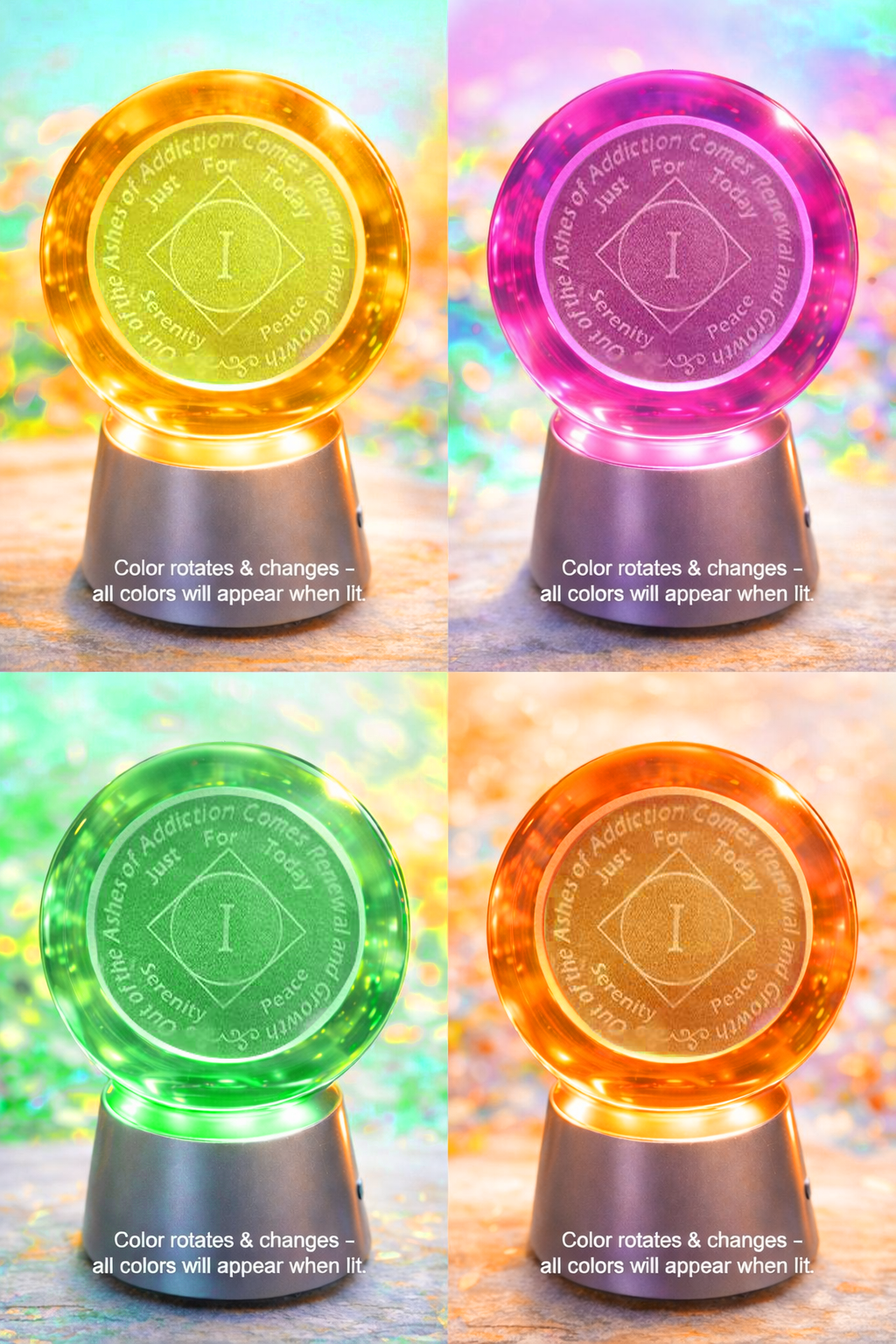 NA YEARLY Crystal Coin Sphere Medallions: NA Years 1 -70. (Custom Made - takes 14 days for delivery.) - Choices Books & Gifts