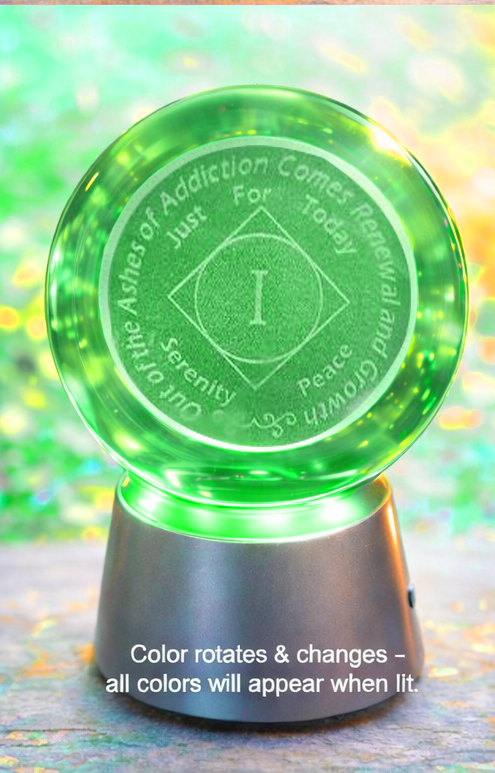NA YEARLY Crystal Coin Sphere Medallions: NA Years 1 -70. (Custom Made - takes 14 days for delivery.) - Choices Books & Gifts