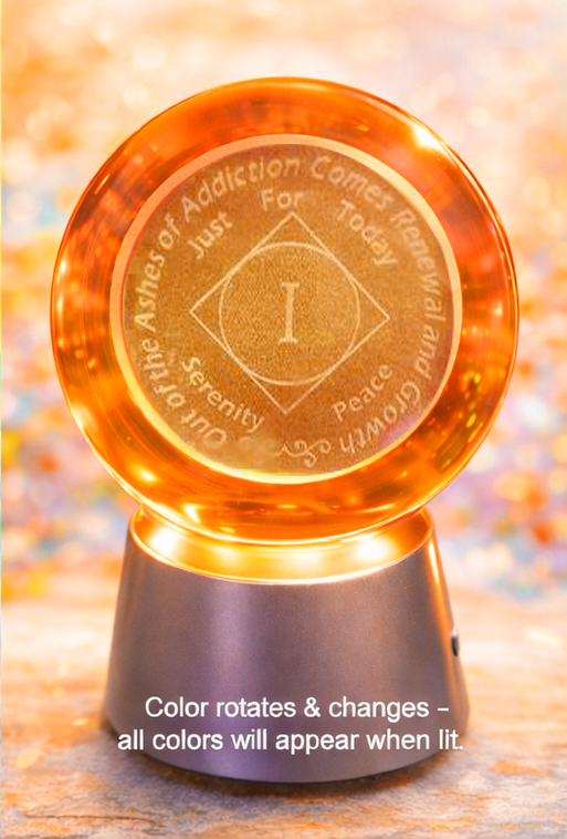 NA YEARLY Crystal Coin Sphere Medallions: NA Years 1 -70. (Custom Made - takes 14 days for delivery.) - Choices Books & Gifts